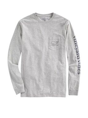 Vineyard Vines Men's Gray Long Sleeve Crew Neck Pocket Whale Logo T-Shirt XL